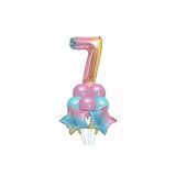 Parti Sürprizi 7 Yaş Unicorn Rainbow Folyo Balon Set