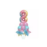 Parti Sürprizi 8 Yaş Unicorn Rainbow Folyo Balon Set