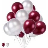 Parti Sürprizi Bordo Beyaz Metalik Latex Balon 10 Adet