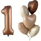 Parti Sürprizi Çikolata Karamel Kalpli 1 Yaş Folyo Balon Set