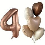 Parti Sürprizi Çikolata Karamel Kalpli 4 Yaş Folyo Balon Set