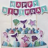parti sürprizi Deniz Kızı Happy Birthday Şekilli Kürdan Set