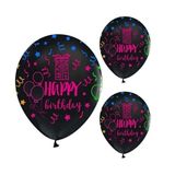 Parti Sürprizi Floresan Happy Birthday Latex Balon 10 adet