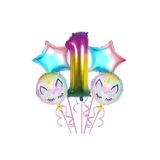 Parti Sürprizi Gökkuşağı Unicorn 1 Yaş Folyo Balon 5 Li Set