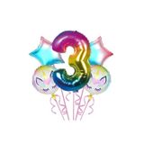 Parti Sürprizi Gökkuşağı Unicorn 3 Yaş Folyo Balon 5 Li Set