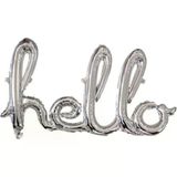 Parti Sürprizi Gümüş Renk Hello El Yazı Şekilli Folyo Balon 1 Adet