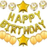 Parti Sürprizi Happy Birthday Altın Folyo Balon Set