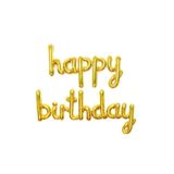Parti Sürprizi Happy Birthday El Yazısı Altın Renk Folyo Balon