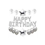 Parti Sürprizi Happy Birthday Gümüş Folyo Balon Set
