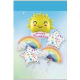 Parti Sürprizi Happy Birthday Güneş Gökkuşağı Folyo Balon Set