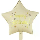 Parti Sürprizi Happy Birthday Krem Renk Yıldız Folyo Balon