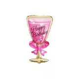 Parti Sürprizi Happy Birthday Pembe Kadeh Folyo Balon