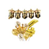 Parti Sürprizi Happy Yazılı Gold Konfetili 4 Yaş Rakam Balon Set