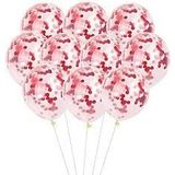 Parti Sürprizi İçi Kırmızı Renk Konfetili Şeffaf Süper Lüks Balon 10 Adet