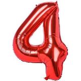 Parti Sürprizi Kırmızı 4 Rakam Folyo Balon 100 Cm