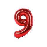 Parti Sürprizi Kırmızı 9 Rakam Folyo Balon 100 Cm