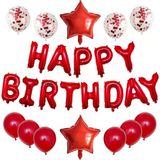 Parti Sürprizi Kırmızı Happy Birthday Folyo Balon Set