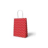 Parti Sürprizi Kırmızı Puanlı Büküm Saplı 6 Adet Hediye Çantası 22 x 24 cm