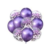 Parti Sürprizi Konfetili Mor Balon Demeti 10 Adet