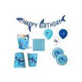 Parti Sürprizi Köpek Balığı Teması 8 Kişilik Happy Birthday Parti Seti