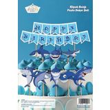 Parti Sürprizi Köpek Balığı Teması Happy Birthday Kürdanlı Set