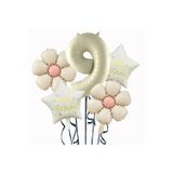 Parti Sürprizi Krem Papatya 9 Yaş Happy Birthday Yıldız Rakam Folyo Balon Set