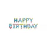 Parti Sürprizi Makaron Gökkuşağı Happy Birthday Folyo Balon