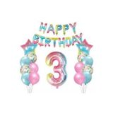 Parti Sürprizi Makaron Happy Birthday 3 Yaş Folyo Balon Set