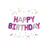 Parti Sürprizi Makaron Renkli Happy Birthday Harf Folyo Balon Set