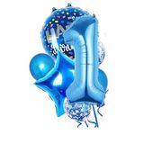 Parti Sürprizi Mavi 1 Yaş Happy Birthday Konfetili Balon Set