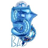 Parti Sürprizi Mavi 5 Yaş Happy Birthday Konfetili Balon Set