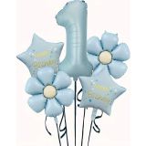 Parti Sürprizi Mavi Happy Birthday 1 Yaş Folyo Balon Set