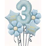 Parti Sürprizi Mavi Happy Birthday 3 Yaş Folyo Balon Set