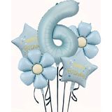 Parti Sürprizi Mavi Happy Birthday 6 Yaş Folyo Balon Set