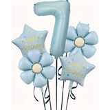 Parti Sürprizi Mavi Happy Birthday 7 Yaş Folyo Balon Set