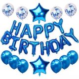 Parti Sürprizi Mavi Happy Birthday Folyo Balon Set