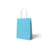 Parti Sürprizi Mavi Puanlı Büküm Saplı 6 Adet Hediye Çantası 22 X 24 cm