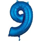 Parti Sürprizi Mavi Renk 9 Rakam Folyo Balon 100 Cm