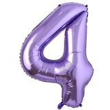 Parti Sürprizi Mor Renk 4 Rakam Folyo Balon 100 cm