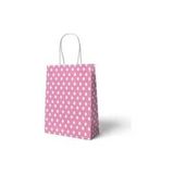 Parti Sürprizi Pembe Puanlı Büküm Saplı 6 Adet Hediye Çantası 22 X 24 cm