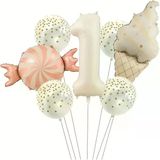 Parti Sürprizi Retro Dondurma Şeker 1 Yaş Folyo Balon Set