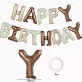 Parti Sürprizi Retro Krem Karamel Bej Happy Birthday Harf Folyo Balon Set