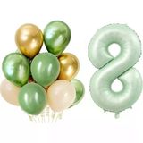 Parti Sürprizi Retro Su Yeşili 8 Yaş Latex Balon Set