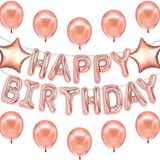 Parti Sürprizi Rose Gold Happy Birthday Balon Set