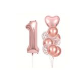 Parti Sürprizi Rose Gold kalpli 1 Yaş Folyo Balon Set