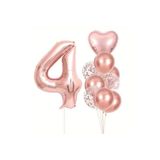 Parti Sürprizi Rose Gold kalpli 4 Yaş Folyo Balon Set