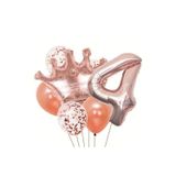 Parti Sürprizi Rose Gold Taçlı 4 Rakam Balon Set