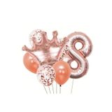 Parti Sürprizi Rose Gold Taçlı 8 Rakam Balon Set
