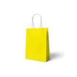 Parti Sürprizi Sarı Büküm Saplı Hediye Çantası 6 Adet 22 X 24 cm