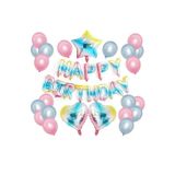 Parti Sürprizi Unicorn Makaron Gökkuşağı Happy Birthday Balon Set